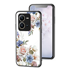 Silicone Frame Flowers Mirror Case Cover for Vivo V25 5G White