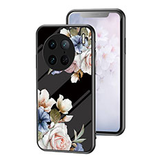 Silicone Frame Flowers Mirror Case Cover for Vivo X90 Pro 5G Black