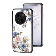 Silicone Frame Flowers Mirror Case Cover for Vivo X90 Pro 5G White