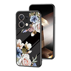 Silicone Frame Flowers Mirror Case Cover for Xiaomi Redmi Note 13 5G Black