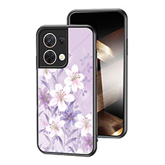 Silicone Frame Flowers Mirror Case Cover for Xiaomi Redmi Note 13 5G Clove Purple