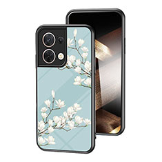 Silicone Frame Flowers Mirror Case Cover for Xiaomi Redmi Note 13 5G Cyan
