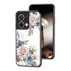 Silicone Frame Flowers Mirror Case Cover for Xiaomi Redmi Note 13 5G White