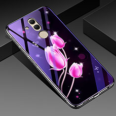 Silicone Frame Flowers Mirror Case Cover H01 for Huawei Mate 20 Lite Pink