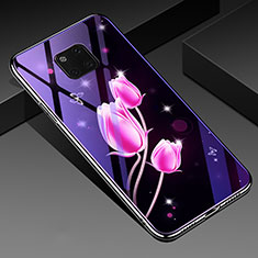 Silicone Frame Flowers Mirror Case Cover K01 for Huawei Mate 20 Pro Pink