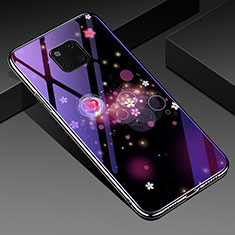 Silicone Frame Flowers Mirror Case Cover K01 for Huawei Mate 20 Pro Purple