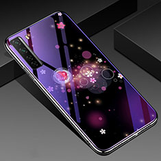 Silicone Frame Flowers Mirror Case Cover K01 for Huawei Nova 7 SE 5G Purple