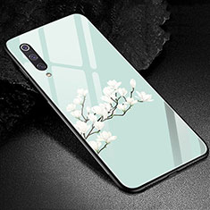 Silicone Frame Flowers Mirror Case Cover K01 for Xiaomi Mi A3 Cyan