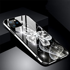 Silicone Frame Flowers Mirror Case Cover M01 for Apple iPhone 11 Pro Max Black