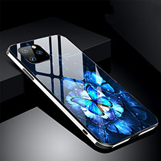 Silicone Frame Flowers Mirror Case Cover M01 for Apple iPhone 11 Pro Max Blue