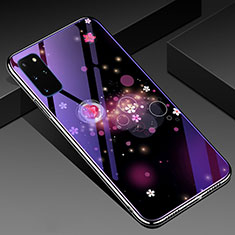 Silicone Frame Flowers Mirror Case Cover M01 for Samsung Galaxy S20 Plus 5G Purple