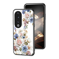 Silicone Frame Flowers Mirror Case Cover S01 for Huawei Honor 90 5G White
