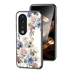 Silicone Frame Flowers Mirror Case Cover S01 for Huawei Honor 90 Pro 5G White