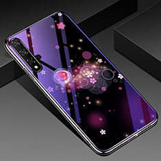 Silicone Frame Flowers Mirror Case Cover S01 for Huawei Nova 5T Purple