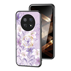 Silicone Frame Flowers Mirror Case Cover S01 for Huawei Nova Y91 Clove Purple