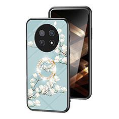 Silicone Frame Flowers Mirror Case Cover S01 for Huawei Nova Y91 Cyan