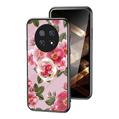 Silicone Frame Flowers Mirror Case Cover S01 for Huawei Nova Y91 Red