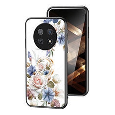 Silicone Frame Flowers Mirror Case Cover S01 for Huawei Nova Y91 White