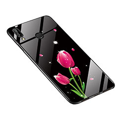 Silicone Frame Flowers Mirror Case Cover S01 for Huawei P20 Lite Hot Pink
