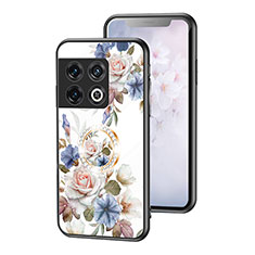 Silicone Frame Flowers Mirror Case Cover S01 for OnePlus 10 Pro 5G White
