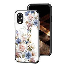 Silicone Frame Flowers Mirror Case Cover S01 for Oppo A17K White