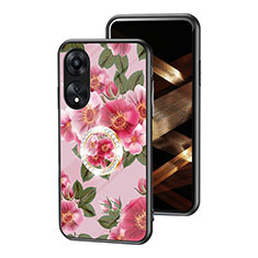 Silicone Frame Flowers Mirror Case Cover S01 for Oppo A18 Red