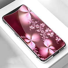 Silicone Frame Flowers Mirror Case Cover S01 for Oppo Find X Red