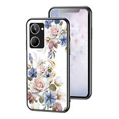 Silicone Frame Flowers Mirror Case Cover S01 for Realme 10 4G White