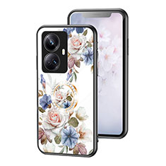 Silicone Frame Flowers Mirror Case Cover S01 for Realme 10 Pro+ Plus 5G White