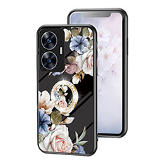 Silicone Frame Flowers Mirror Case Cover S01 for Realme Narzo N55 Black