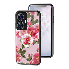 Silicone Frame Flowers Mirror Case Cover S01 for Realme Narzo N55 Red