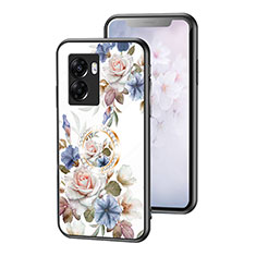 Silicone Frame Flowers Mirror Case Cover S01 for Realme V23i 5G White