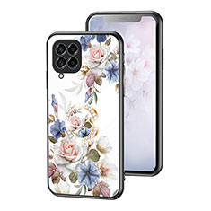 Silicone Frame Flowers Mirror Case Cover S01 for Samsung Galaxy M53 5G White