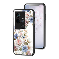 Silicone Frame Flowers Mirror Case Cover S01 for Vivo iQOO 11 5G White