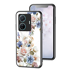 Silicone Frame Flowers Mirror Case Cover S01 for Vivo T1 5G White