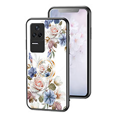 Silicone Frame Flowers Mirror Case Cover S01 for Xiaomi Poco F4 5G White
