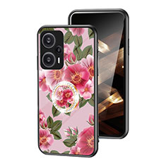 Silicone Frame Flowers Mirror Case Cover S01 for Xiaomi Poco F5 5G Red