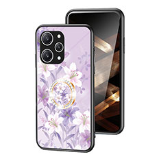 Silicone Frame Flowers Mirror Case Cover S01 for Xiaomi Redmi 12 4G Clove Purple
