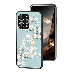 Silicone Frame Flowers Mirror Case Cover S01 for Xiaomi Redmi 12 4G Cyan