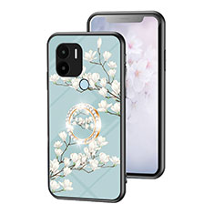 Silicone Frame Flowers Mirror Case Cover S01 for Xiaomi Redmi A1 Plus Cyan
