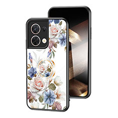 Silicone Frame Flowers Mirror Case Cover S01 for Xiaomi Redmi Note 13 5G White