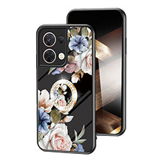 Silicone Frame Flowers Mirror Case Cover S01 for Xiaomi Redmi Note 13 Pro 5G Black