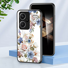 Silicone Frame Flowers Mirror Case Cover S01 for Xiaomi Redmi Note 13 Pro+ Plus 5G White