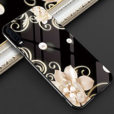 Silicone Frame Flowers Mirror Case Cover S02 for Huawei P30 Black