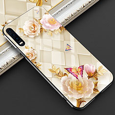 Silicone Frame Flowers Mirror Case Cover S02 for Huawei P30 Gold
