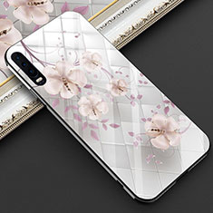 Silicone Frame Flowers Mirror Case Cover S02 for Huawei P30 Pink