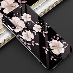 Silicone Frame Flowers Mirror Case Cover S02 for Huawei P30 Purple