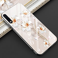 Silicone Frame Flowers Mirror Case Cover S02 for Huawei P30 White