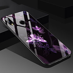 Silicone Frame Flowers Mirror Case for Huawei Nova 3e Purple