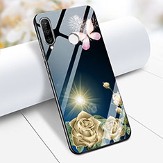 Silicone Frame Flowers Mirror Case for Huawei Nova 4e Blue